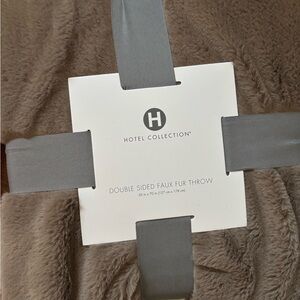 Hotel Collection Faux Fur Throw in Soft Brown